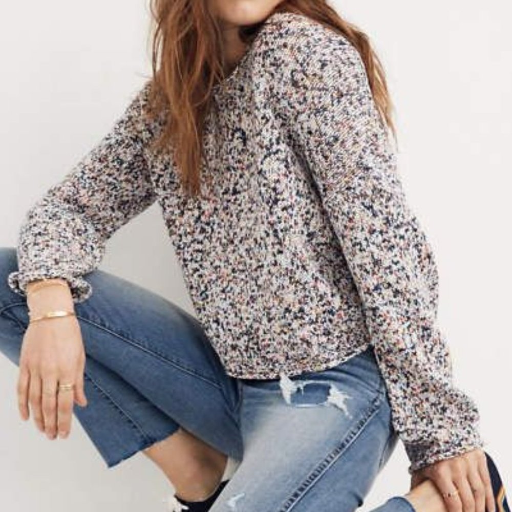 Madewell Brownstone Flecked Pullover Sweater sz M